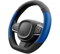 Couvre Volant Voiture Forme D Noir Bleu Simili Cuir | Housse de Protection Taille Universel 37-38 37-38 cm Bleu Forme D