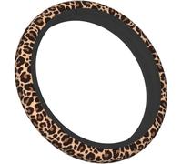 Couvre Volant Voiture Hiver Housse de Volant à Motif léopard, Accessoire Auto Universel 15 Pouces en néoprène antidérapant et Absorbant la Transpiration. Protection de Voiture