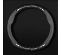 Couvre Volant Voiture Hiver Housse Volant Cuir véritable Fibre Carbone Fine adaptée aux modèles pour Macan pour Panamera pour 718 pour Cayenne 911 pour Boxster pour Cayman Carrera(Black-Round Shape)