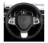 Couvre Volant Voiture Housse De Volant De Voiture en Similicuir Noir DIY pour Suzuki pour Swift pour Sport pour Vitara S 2012 2013 2014 2015 2016 2017 Protege Volant Housse(Red Thread)