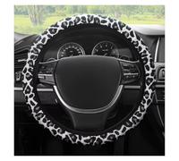Couvre Volant Voiture Housse De Volant Élastique Et Extensible Sans Anneau Intérieur Compatible Avec Les Volants 145 À 15 Pouces En Lin Respirant(Leopard-print-1)