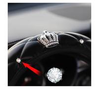 Couvre Volant Voiture Housse De Volant en Cuir Souple avec Couronne De Diamants Trois Pièces sans Anneau Intérieur pour Poignée De Frein À Main(Red)