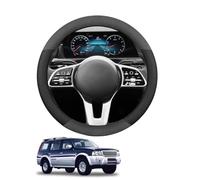 Couvre Volant Voiture Housse de Volant en Cuir Suédé Forme Ronde pour Everest U268 2003-2012 Antidérapant Respirant Accessoires intérieurs Noir,B+Leather
