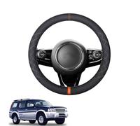 Couvre Volant Voiture Housse de Volant en Cuir Suédé Forme Ronde pour Everest U268 2003-2012 Antidérapant Respirant Accessoires intérieurs Noir,C-Orange