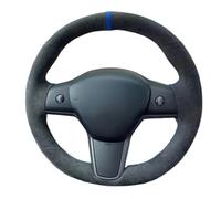 Couvre Volant Voiture Housse De Volant en Cuir Suédé Noir Respirant Et Doux pour Tesla pour Model 3 2017 2018 2019 2020 Protection Volant Voiture(Yellow Thread)