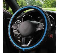 Couvre Volant Voiture Housse Volant Stéréo Cuir Synthétique sans Anneau Intérieur Compatible avec Les Accessoires Voiture 14.5 À 15 Pouces Couvre Volant en Cuir(Bleu)