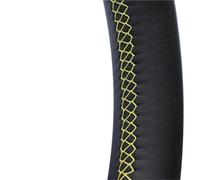 Couvre Volant Voiture Housse Volant Tressée Personnalisée pour Mercedes pour Benz E63 W210 E240 E280 E320 2002-2005 Accessoires D'intérieur Voiture Couvre Volant en Cuir(Black Yellow)