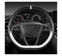 Couvre Volant Voiture Housse Volant Voiture Cuir Microfibre Antidérapante 38cm pour Siège pour Tarraco pour Arona pour Ateca pour Ibiza pour Toledo pour MII(White D Shape)