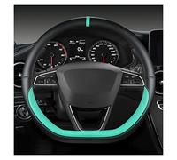 Couvre Volant Voiture Housse Volant Voiture Cuir Microfibre Antidérapante 38cm pour Siège pour Tarraco pour Arona pour Ateca pour Ibiza pour Toledo pour MII(Green D Shape)