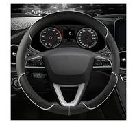 Couvre Volant Voiture Housse Volant Voiture en Cuir Microfibre 38 Cm Antidérapant pour Siège pour Tarraco pour Arona pour Ateca pour Ibiza pour Toledo(White O Shape)