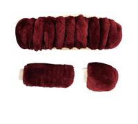 Couvre Volant Voiture Housse Volant Voiture Peluche 3 Pièces Couverture Souple Fournitures Automobiles Pièces Automobiles Intérieur Automobile Couvre Volant Universelle(Wine Red)