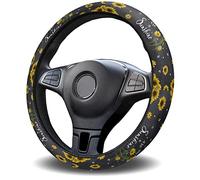 Couvre Volant Voiture Jaune Tournesol Abeilles Fleur Noir, Universelle Housse Volant Voiture Antidérapant Housse De Volant pour Femmes Hommes Décoratio 38Cm