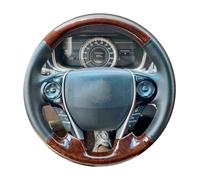 Couvre Volant Voiture pour Accord 9 9e 2013-2016 pour Pilot 2015 | Le cuir cousu à la main protège le volant de l'usure.(White thread)