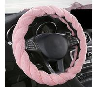 Couvre Volant Voiture pour Audi A5 S5 RS5 B9 B8 B8.5, Housse Volant Hiver Peluche Protection, Couvre Extensible Confortable, Accessoire Voiture,Pink-Round