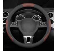 Couvre Volant Voiture pour BMW 1 3 Series E39 E46 E87 E90 E91 E92, Couvre Volant en Cuir Microfibre Respirant et Antidérapant pour Hommes et Femmes,Black-Brown