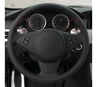 Couvre Volant Voiture pour BMW E60 E63 E64 pour Cabrio pour M6 2005 2006 2007 2008 2009 2010 Housse De Volant en Cuir Synthétique Noir Souple Protecteur Volant(White Thread)