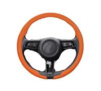 Couvre Volant Voiture pour Cayenne pour Taycan pour Macan pour Panamera pour 718 pour 911 pour Cayman Housse Volant Voiture Cuir 8D(Emma Orange-O)