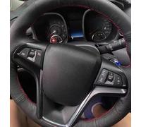 Couvre Volant Voiture pour Chevy pour Camaro 5e Génération 2014 2015 Housse De Volant Noire en Cuir Microfibre Protection Volant Voiture(Red Thread)