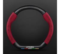 Couvre Volant Voiture pour Citroen C5 Tourer 2008-2017, PU Antidérapant Respirant élastique Professionnel Accessoires Auto Decoration Interieur,Red