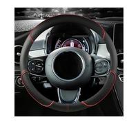 Couvre Volant Voiture Pour Fiat 500 2007-2022 Pour 500e 2020-2021 Pour 500L 2014-2018 Pour 500X 2015-2022 Housse Volant En Cuir Microfibre Volant Respirant(RED O SHAPE)