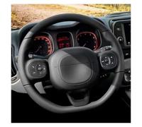 Couvre Volant Voiture pour Fiat pour Panda 2013 2015 2017 2019 2020 2021 2022 Housse De Volant en Cuir Véritable Personnalisée Accessoires D'intérieur Protecteur Volant(Fil Noir)