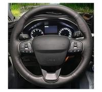 Couvre Volant Voiture pour Ford pour Focus Kuga Puma pour Bronco Fiesta Escape Tourneo Transit Personnalisé pour Maverick 2017-2024 Housse De Volant en Simili Cuir(Black Thread)