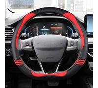 Couvre Volant Voiture pour Ford pour Focus St-Line pour Fiesta St-Line 2018 2019 pour Fiesta St 2019 pour Focus St 2019 2020 Housse De Volant De Type D Protecteur Volant(Rouge)