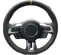 Couvre Volant Voiture pour Ford pour Mustang 2015-2021 pour Mustang GT 2015-2021 Housse Volant Voiture en Cuir Suédé Cousue À La Main Personnalisée Protecteur Volant(Fil Noir)