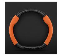 Couvre Volant Voiture pour Geely pour GeometryC pour Monjaro pour Coolray pour Tugella GX3 pour Atlas pour Emgrand EC7 GC6 GC9 CK EC8 Housse Volant Daim Fibre Carbone P(D Orange)