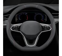 Couvre Volant Voiture pour Hyundai New 7 Seats Santafe 2013-2018, Housse de Protection en Simili-Cuir Souple Antidérapante Accessoires d'Intérieur,D-Shape-Black and Line