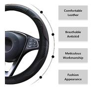 Couvre Volant Voiture pour Hyundai Terracan, Housse Caches Volant en Cuir Antidérapant Respirant Fibre Carbone élastique Protection Volant Accessoires Intérieur,Black