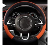 Couvre Volant Voiture pour Jeep pour Renegade Housse De Volant en Cuir Antidérapante Accessoires D'intérieur Automobile Protection Volant Voiture(Orange)