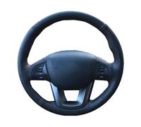 Couvre Volant Voiture pour Kia K2 pour Rio 2011-2014 Tresse en Cuir Noir pour Envelopper Couverture De Volant Voiture Bricolage Couvre Volant(BK Gray)