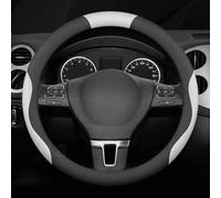Couvre Volant Voiture pour KIA KX Cross 2017-2023, Housse de Protection en Simili-Cuir Respirante Antidérapante Auto Intérieur (37-38cm),O-Shape-Black and White
