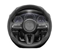 Couvre Volant Voiture pour Mazda 3 Cx5 6 2 Cx30 Cx3 pour Cx-5 Cx7 Cx60 323 Cx80 Housse Volant Daim Segmentée avec Boucle Antidérapante(Black 2-Piece Set)
