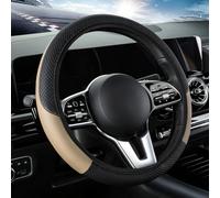 Couvre Volant Voiture pour Mazda Kai 2017 2018 2019 2020 2021, Respirante Antidérapante Cuir Microfibre Absorbant La Transpiration Housse Volant Voiture,Beige