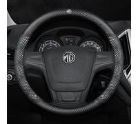 Couvre Volant Voiture pour MG EHS 2018-2025, Housse de Volant de Protege Anti-dérapant Cache Intérieur Protecteurs Decoration Accessoires,Round-Black and White