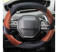 Couvre Volant Voiture pour Peugeot 2008 2019 2020 pour E2008 2020 Housse De Volant d'hiver en Peluche Protection Volant Voiture(Café)