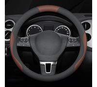 Couvre Volant Voiture pour Porsche Macan 2014-2022 2023 2024, Couverture Volant en Cuir Antidérapant Respirant Protection Voiture Accessoire,Black-Brown-O Shape
