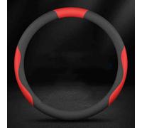 Couvre Volant Voiture pour Range Rover Velar 2017-2020, Housse de Protection en Simili-Cuir Antidérapante et Respirante Accessoire Auto Intérieur,O-Shape-Black and Red