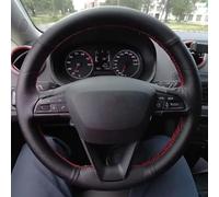 Couvre Volant Voiture Pour Seat Leon 5F Mk3 2013-2019 Pour Ibiza 6J Pour Tarraco Pour Arona Housse Volant Voiture Cuir Artificiel Antidérapant Tressé Couverture(Black Thread)