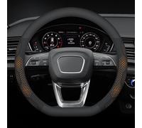 Couvre Volant Voiture pour Seat Leon St Cupra 5F AB Bj.2015, Couvre Volant Voiture 37-38cm/15 Antidérapant Respirant Protege Volant(Orange,D-Type)