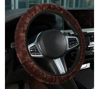 Couvre Volant Voiture pour Seat MII Electric Ibiza Leon Arona Ateca Tarraco, Couverture Volant Housse Peluche Hiver, Extensible Confortable, Accessoire Voiture,Brown