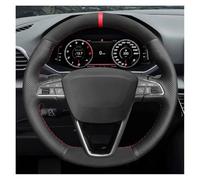 Couvre Volant Voiture pour Seat pour Leon 5F Mk3 2013-2020 pour Ibiza 6J pour Tarraco pour Arona pour Ateca Housses Volant Voiture DIY en Daim Noir(Blue Thread)