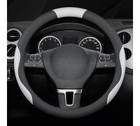 Couvre Volant Voiture pour Skoda Kamiq/Fabia/Scala 2019-2024, Couvre Volant en Cuir Microfibre Respirant et Antidérapant pour Hommes et Femmes,Black-White