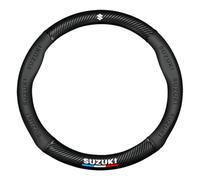 Couvre Volant Voiture pour Suzuki jimny Grand Baleno Vitara Sx4 Swift Alto MK3 S-Cross Fibre Carbone Cuir PU Respirante Durable Housse Couvre Volant Antidérapante Accessoires,O Type-Black