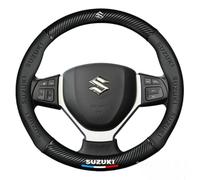 Couvre Volant Voiture pour Suzuki jimny Grand Baleno Vitara Sx4 Swift Alto MK3 S-Cross Fibre Carbone Cuir PU Respirante Durable Housse Couvre Volant Antidérapante Accessoires,O Type-Black