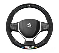 Couvre Volant Voiture pour Suzuki Swift SX4 Vitara Jimny Grand-Vitara Baleno Equator Fibre Carbone Cuir PU Respirante Durable Housse Couvre Volant Antidérapante Accessoires,O Type-Black