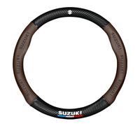 Couvre Volant Voiture pour Suzuki Swift SX4 Vitara Jimny Grand-Vitara Baleno Equator Fibre Carbone Cuir PU Respirante Durable Housse Couvre Volant Antidérapante Accessoires,O Type-Brown