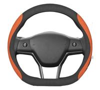 Couvre Volant Voiture pour Tesla Model 3 Y S 2012-2024 Housse Volant Cuir PU Antidérapant(D2-36CM)